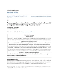 Processing Graphene Oxide and Carbon Nanotubes: Routes to Self- Assembly of Designed Architectures for Energy Storage Applications