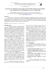 Quality of Service Analysis of Routing Protocols Babel and Batman in a Raspberry Ad-Hoc Network