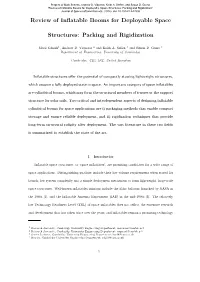 Review of Inflatable Booms for Deployable Space Structures: Packing and Rigidization"