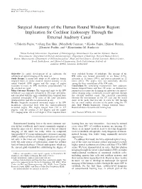 Surgical Anatomy of the Human Round Window Region: Implication for Cochlear Endoscopy Through the External Auditory Canal