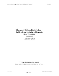 Dublin Core Metadata Elements Best Practices Version 2 January 2008
