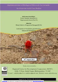 Implementation of Biological Diversity Act in India : an Overview with Case Studies