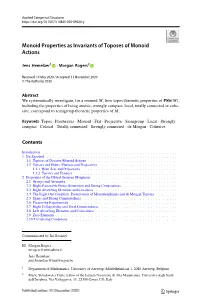 Monoid Properties As Invariants of Toposes of Monoid Actions