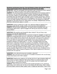 Page 1 of 8 Questions and Answers from the “Year of Children's Vision