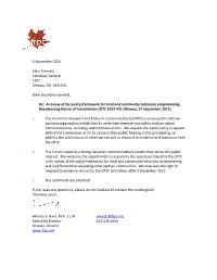 A Review of the Policy Framework for Local and Community Television Programming, Broadcasting Notice of Consultation CRTC 2015-421 (Ottawa, 14 September 2015)