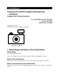 Micropercops Swinhonis) Ecological Risk Screening Summary