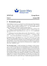 MTH714U Group Theory 2 Permutation Groups