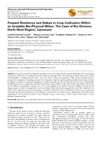 Peasant Resilience and Stakes in Crop Cultivation Within an Unstable Bio-Physical Milieu: the Case of Bui Division, North West Region, Cameroon