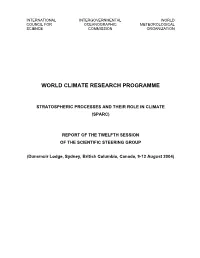 12Th Session of WCRP/SPARC