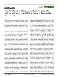 A Matter of Weight: Critical Comments on the Basic Data Analysed by Maestri Et Al