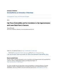 Hip Flexor Extensibility and Its Correlation to Hip Hyperextension and Lower Back Pain in Dancers