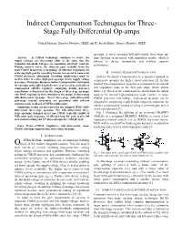 Indirect Compensation Techniques for Three- Stage Fully-Differential Op-Amps