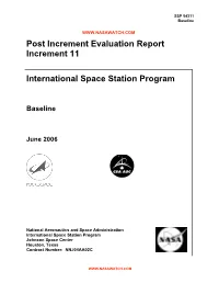 Post Increment Evaluation Report Increment 11 International Space