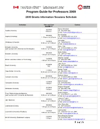 Program Guide for Professors 2009