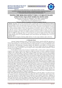 Testing the Mediation Effect Using Covariance Based Structural