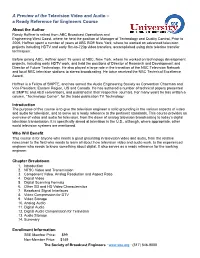 A Preview of the Television Video and Audio – a Ready Reference for Engineers Course