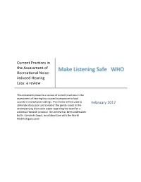 Current Practices in the Assessment of Recreational Noise-Induced Hearing Loss: a Review
