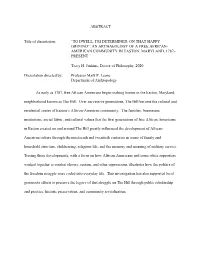 Dissertation Directed By: “TO DWELL, I'm DETERMINED, on THAT HAPPY GROUND”
