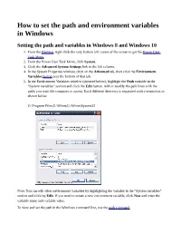 How to Set the Path and Environment Variables in Windows