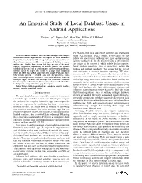 An Empirical Study of Local Database Usage in Android Applications