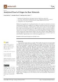 Analytical Proof of Origin for Raw Materials