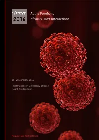 At the Forefront of Virus – Host Interactions Viruses 2016 Book Viruses – Program and Abstract