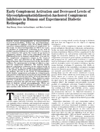 Early Complement Activation and Decreased Levels Of