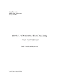 Executive Functions and Adolescent Risk Taking
