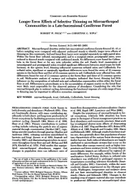 Longer-Term Effects of Selective Thinning on Microarthropod Communities in a Late-Successional Coniferous Forest