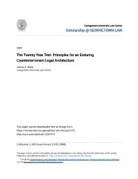 Principles for an Enduring Counterterrorism Legal Architecture