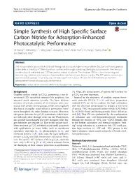 Simple Synthesis of High Specific Surface Carbon Nitride For