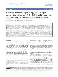 Structure, Substrate Specificity, and Catalytic Mechanism of Human D-2