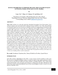 Zaria Geographer Vol. 23, No. 1, 2016 SPATIAL DISTRIBUTION OF