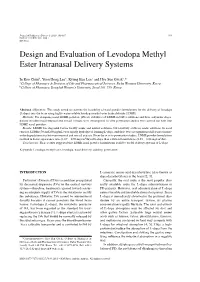 Design and Evaluation of Levodopa Methyl Ester Intranasal Delivery Systems