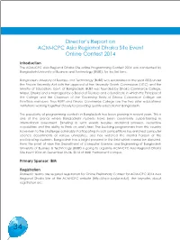 Director's Report on ACM-ICPC Asia Regional Dhaka Site Event Online