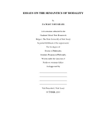 Essays on the Semantics of Modality