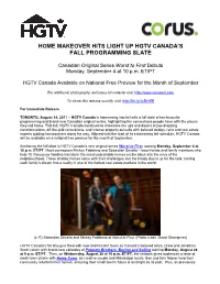 HGTV Canada Fall Programming
