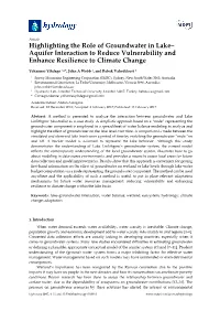 Highlighting the Role of Groundwater in Lake– Aquifer Interaction to Reduce Vulnerability and Enhance Resilience to Climate Change