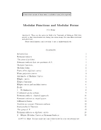 Modular Functions and Modular Forms
