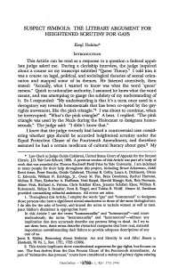 The Literary Argument for Heightened Scrutiny for Gays