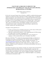 Voluntary Guidelines to Prevent the Spread of Aquatic Invasive