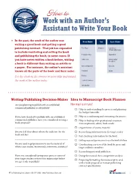 Work with an Author's Assistant to Write Your Book