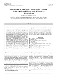 Development of Ventilatory Response to Transient Hypercapnia and Hypercapnic Hypoxia in Term Infants