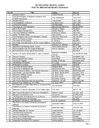 GC University Libraries, Lahore Prof. Dr. Muhammad Ajmal's Collection