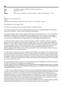 Internal Review of Freedom of Information Request - Export Licence Documents - Turkey
