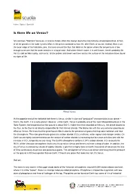 "Is There Life on Venus?" Pdf File