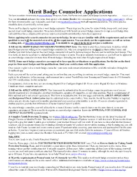 Merit Badge Counselor Applications