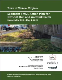 Sediment TMDL Action Plan for Difficult Run and Accotink Creek Submittal to DEQ – May 1, 2020