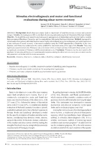 Stimulus Electrodiagnosis and Motor and Functional Evaluations During Ulnar Nerve Recovery