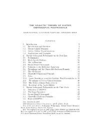 The Analytic Theory of Matrix Orthogonal Polynomials